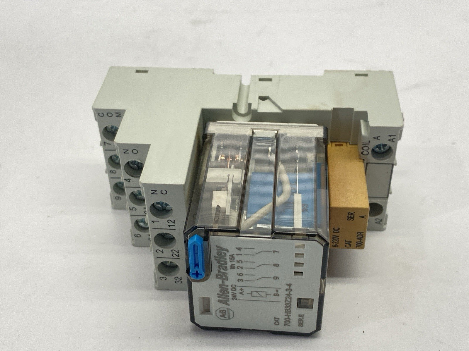 Allen Bradley 700-HB33Z24-3-4 Ser E Relay w/ 700-HN153 Ser B Base 700-ADR Diode - Maverick Industrial Sales