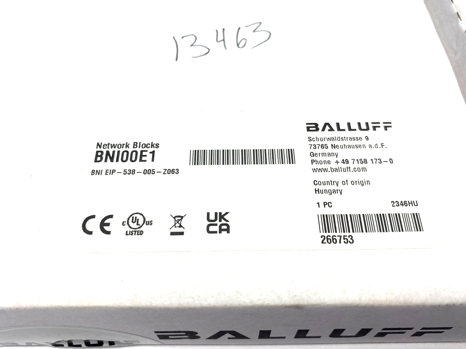 Balluff BNI EIP-538-005-Z063 Silver Line Network Block Module BNI00E1 - Maverick Industrial Sales