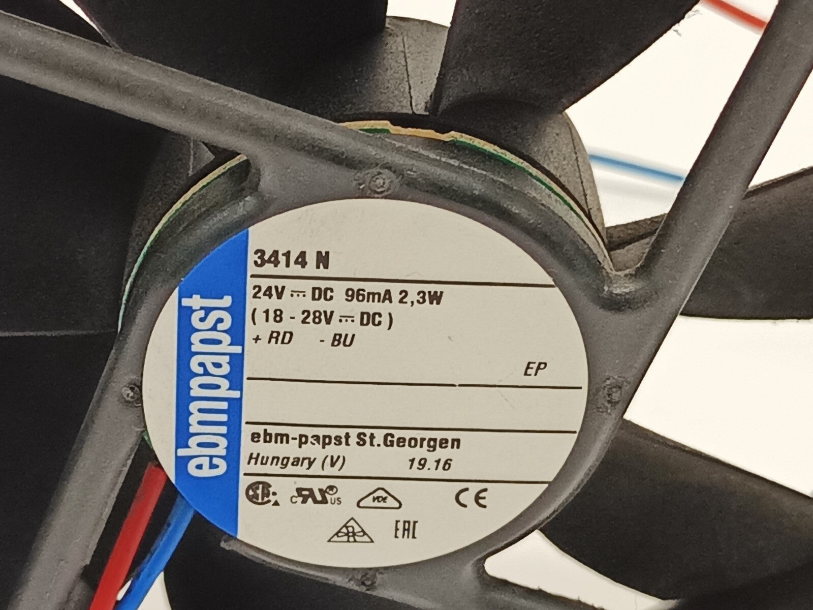 Ebm-Papst 3414 N DC Axial Compact Fan 24V 92x92x25mm CC 2700RPM - Maverick Industrial Sales