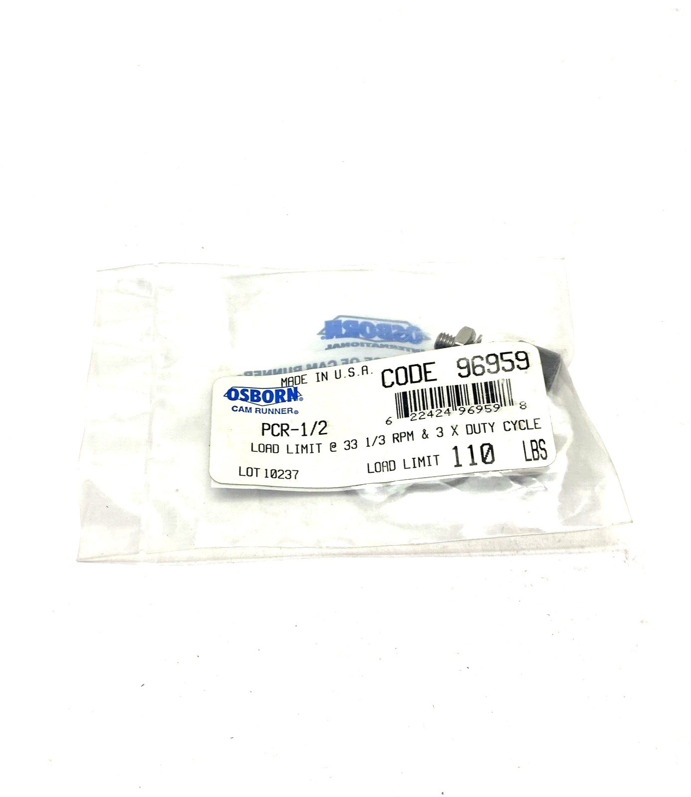 Osborn PCR-1/2 Load Runner Cam Bearing Limit 110lbs 33-1/3 RPM & 3X Duty Cycle - Maverick Industrial Sales