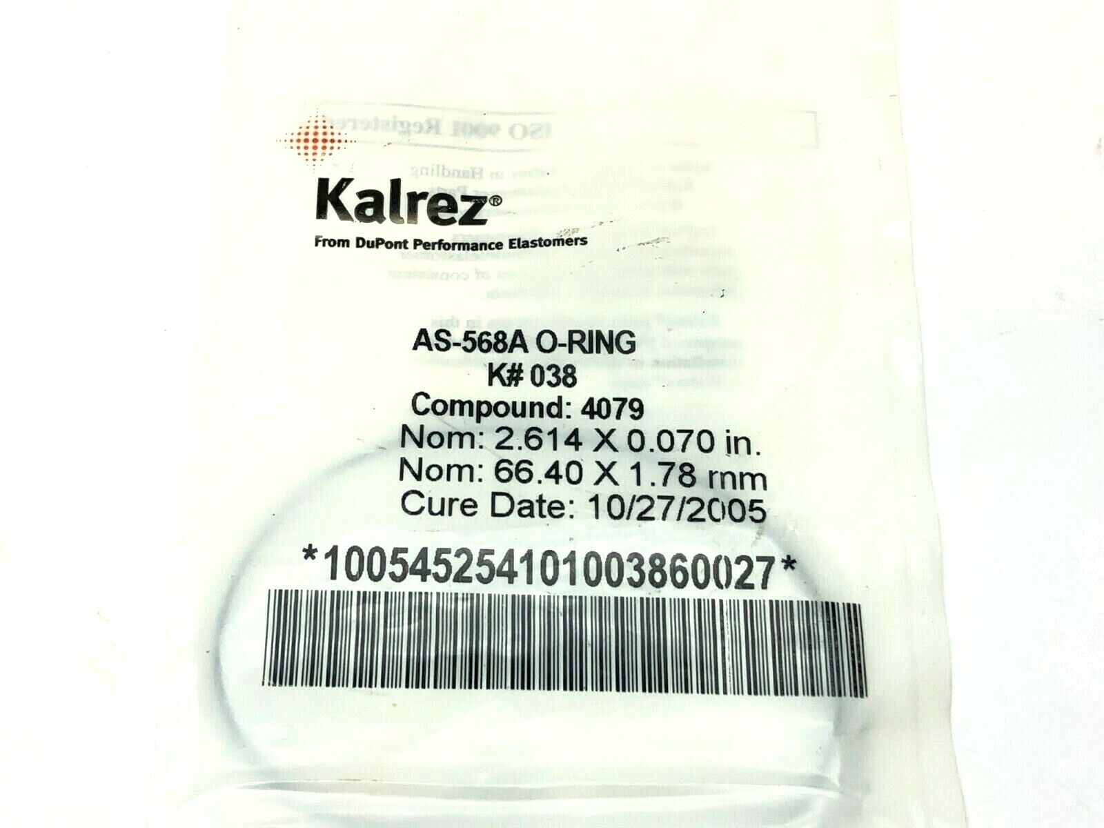 Kalrez AS-568A O-Ring Compound 4079 K#038 66.40mm X 1.78mm (Cure Date:2005) - Maverick Industrial Sales