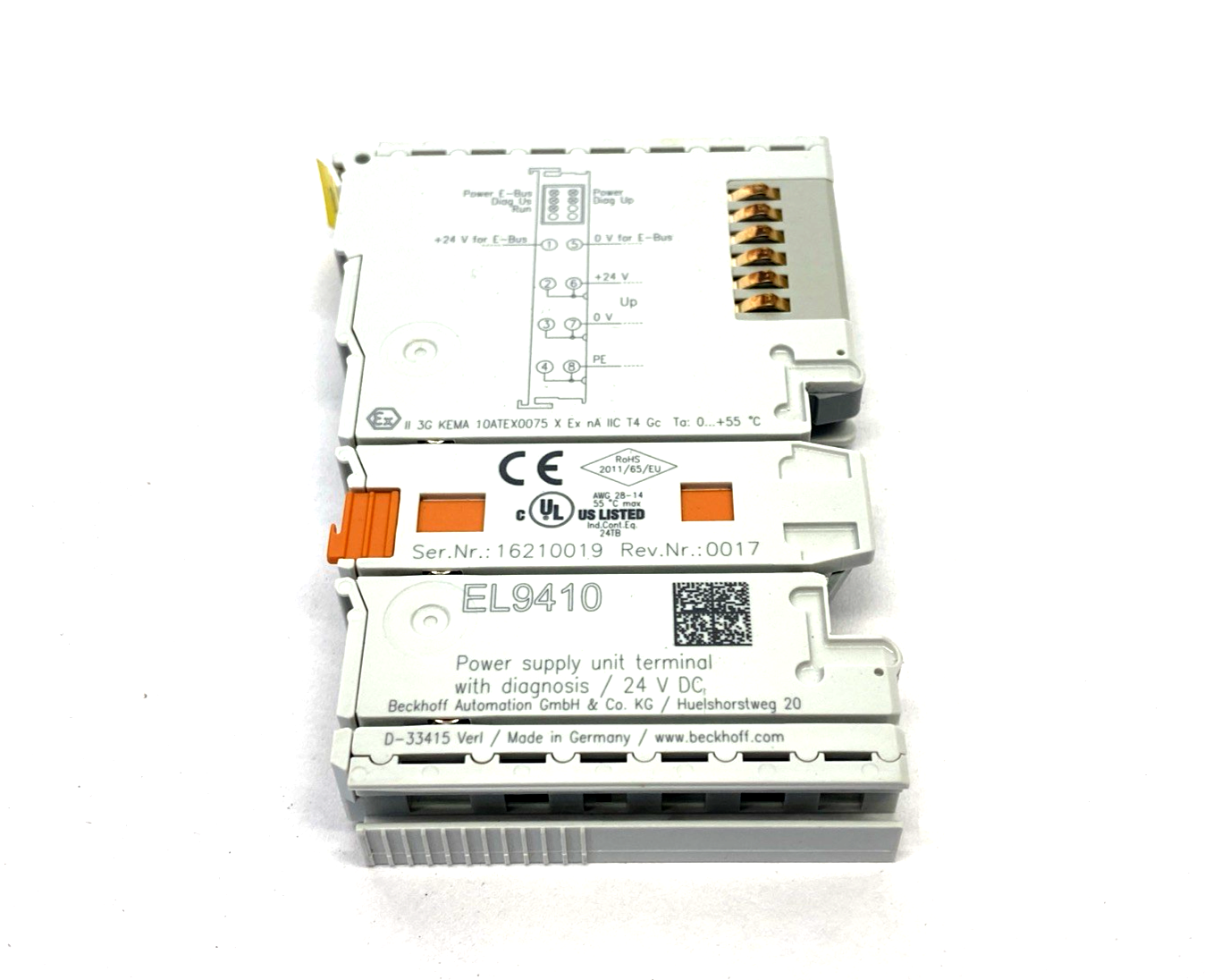 Beckhoff EL9410 Power Supply Unit Terminal For E-bus, With Diagnostics, 24V DC - Maverick Industrial Sales