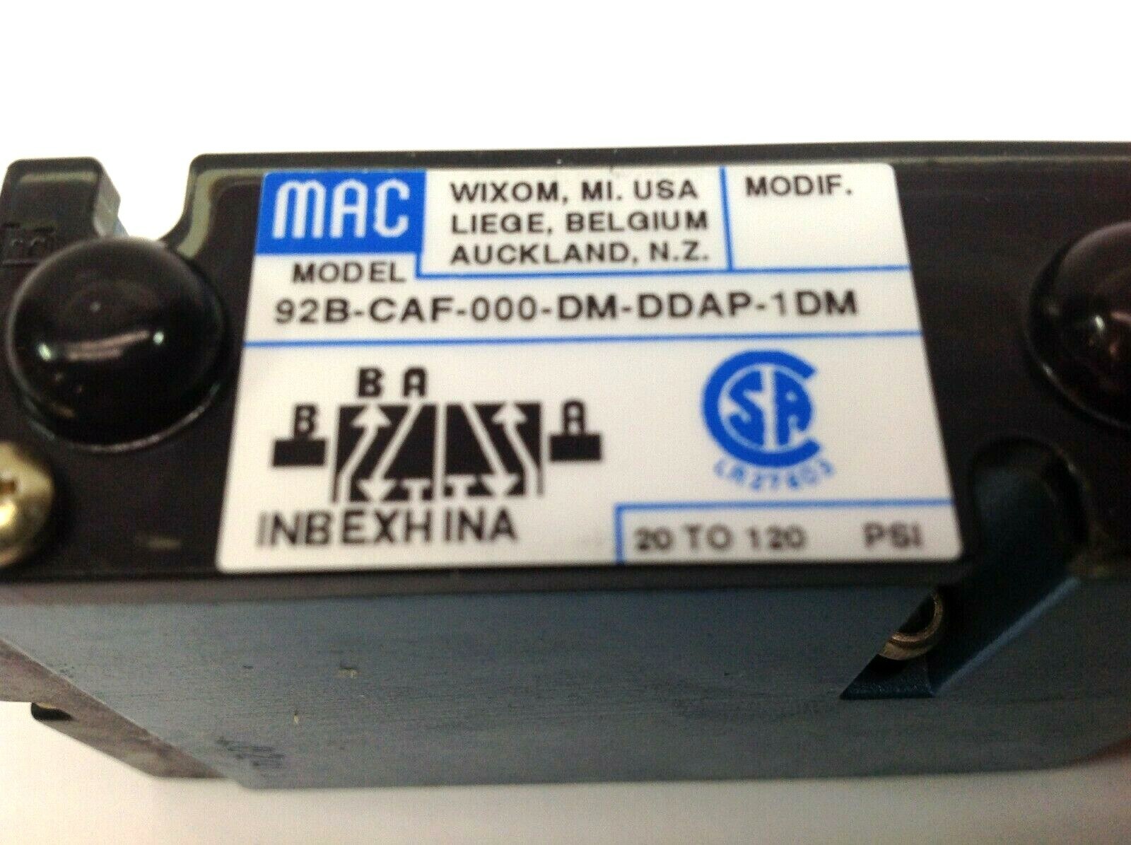 Mac Valves 92B-CAF-000-DM-DDAP-1DM Solenoid Valve 20-120 PSI - Maverick Industrial Sales