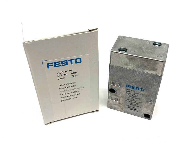 Festo VL/O-3-1/4 Pneumatic Valve 3/2-Way Monostable 1/4" Ports 9984 - Maverick Industrial Sales