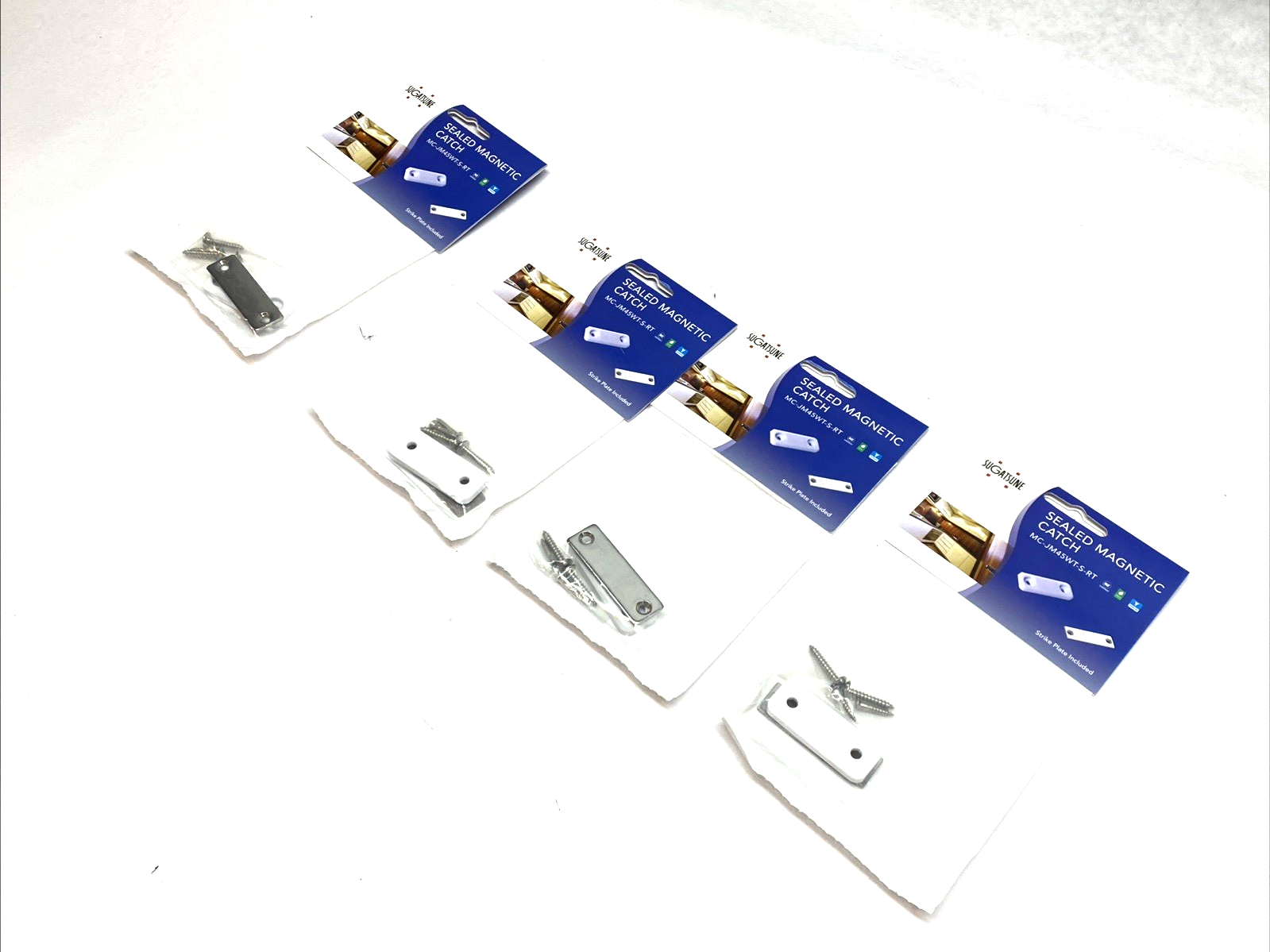 MC-JM45WT-S-RT | Sugatsune Sealed Magnetic Catch & Strike Set 6.6lb White LOT OF 4 - New - Maverick Industrial Sales
