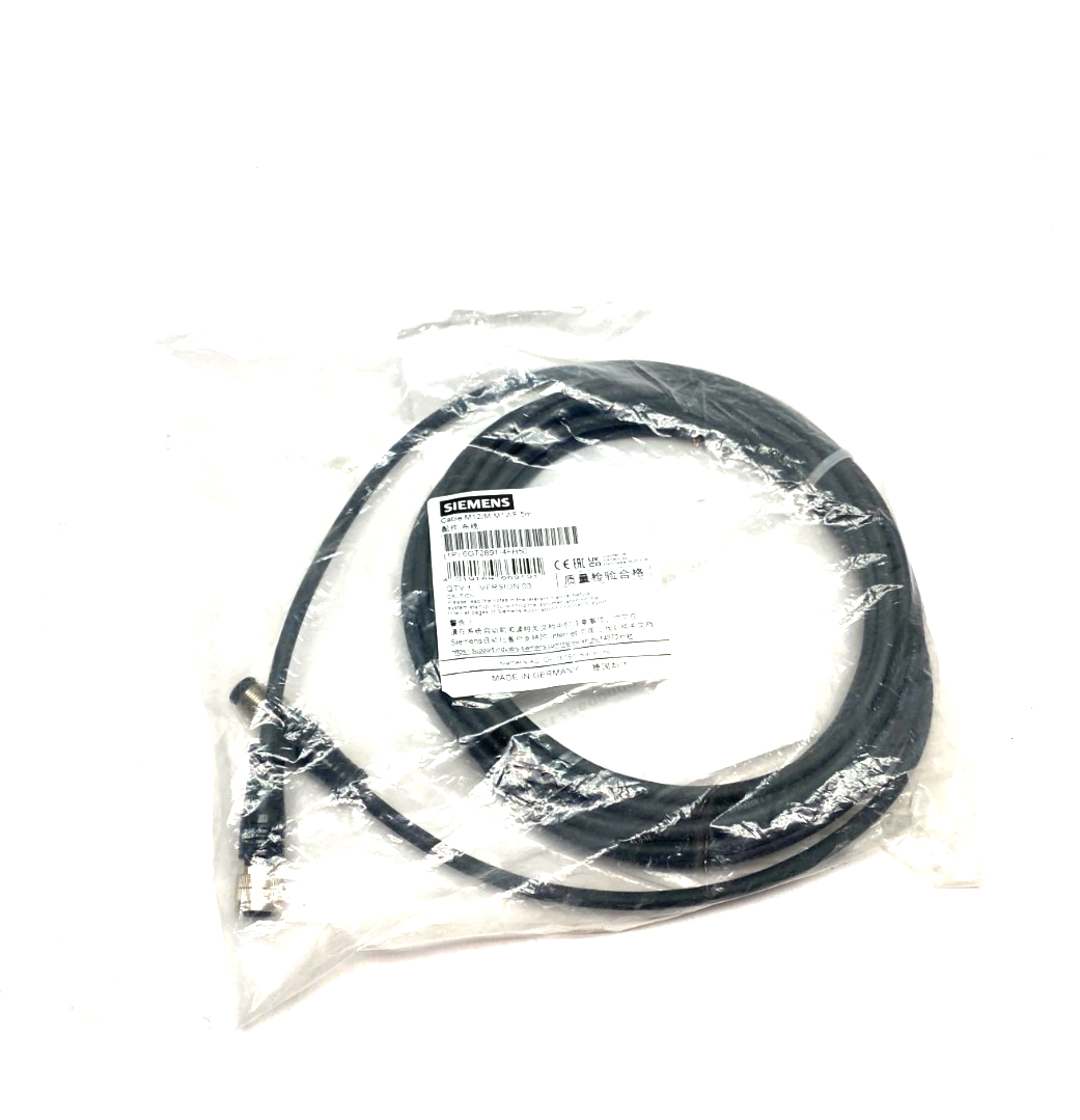 Siemens 6GT2891-4FH50 SIMATIC RF MV Plug-In Cable M12/M to M12/F, 5m Length - Maverick Industrial Sales