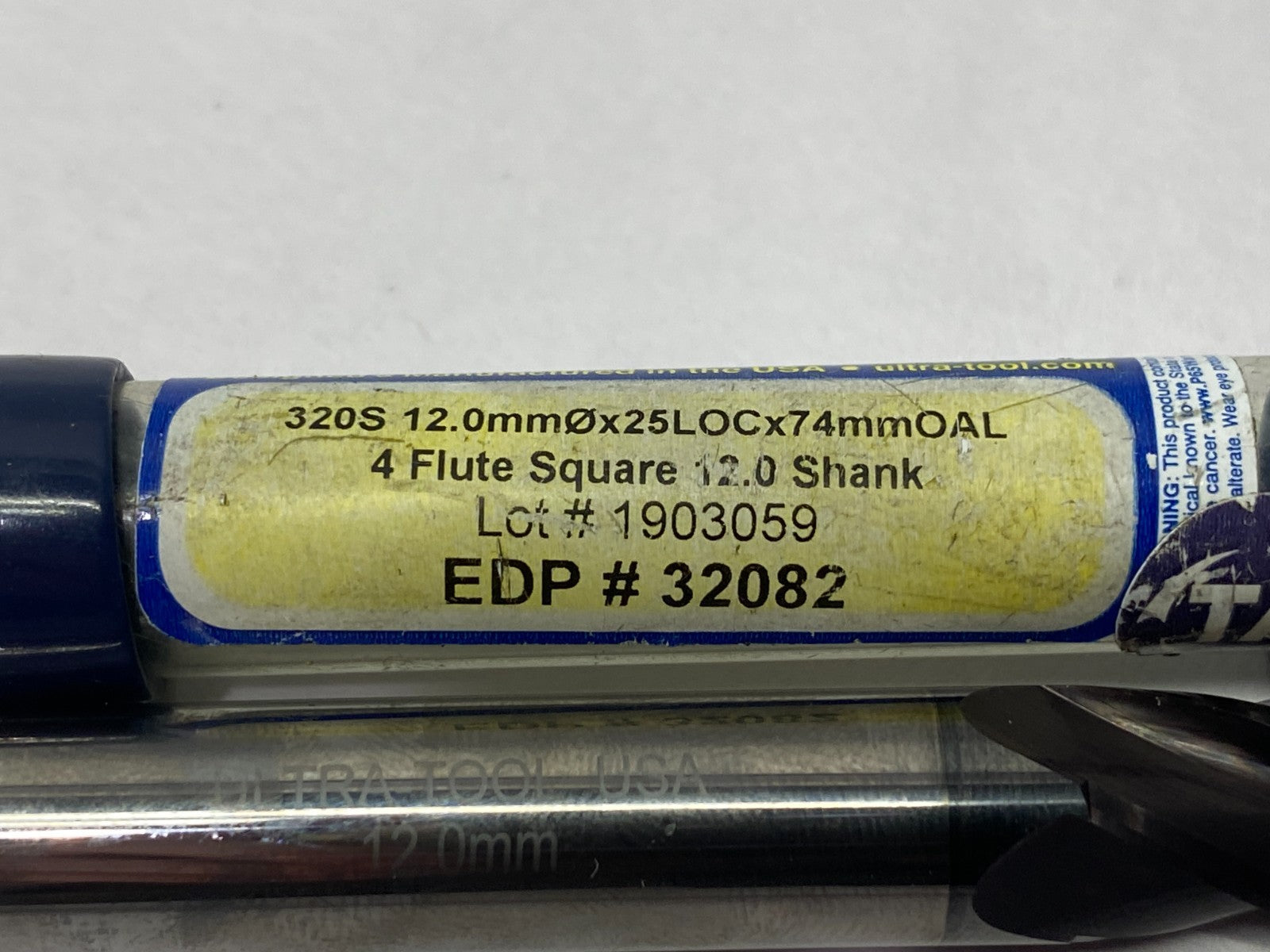 Ultra Tool 32082 12mm 4 Flute Square End 30° Helix Carbide End Mill, 25mm LOC - Maverick Industrial Sales