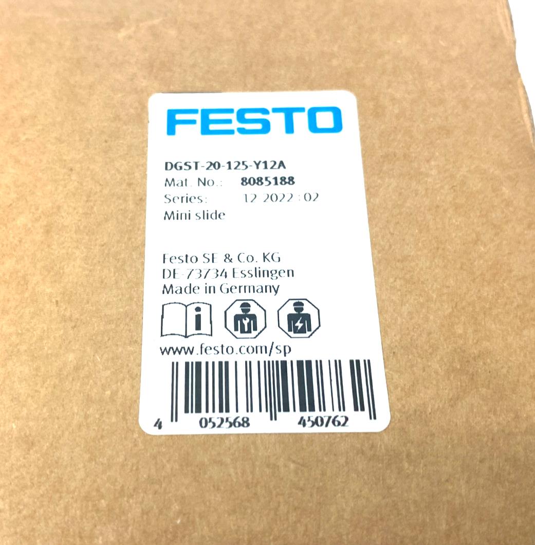 Festo DGST-20-125-Y12A Mini Slide 125mm Stroke 20mm Bore 8085188 - Maverick Industrial Sales