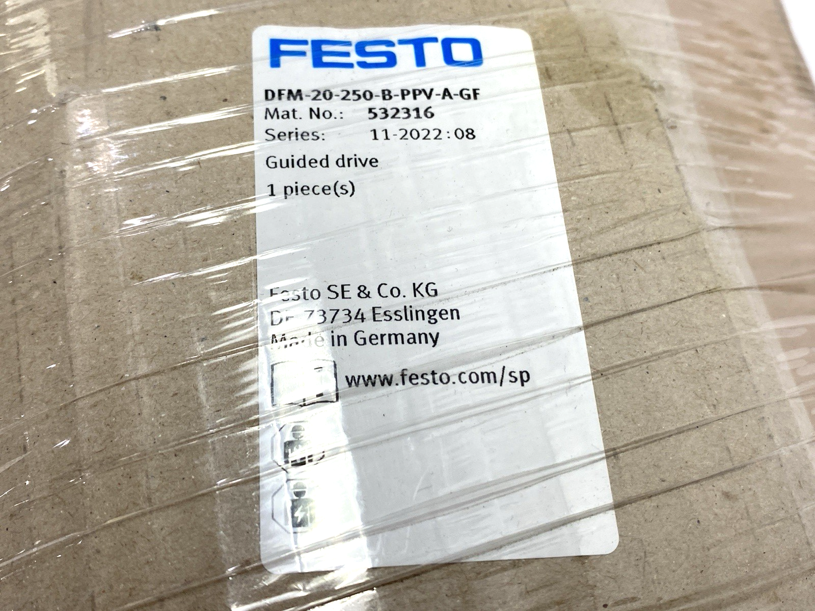 Festo DFM-20-250-B-PPV-A-GF Pneumatic Guided Drive Cylinder 250mm Stroke 532316 - Maverick Industrial Sales
