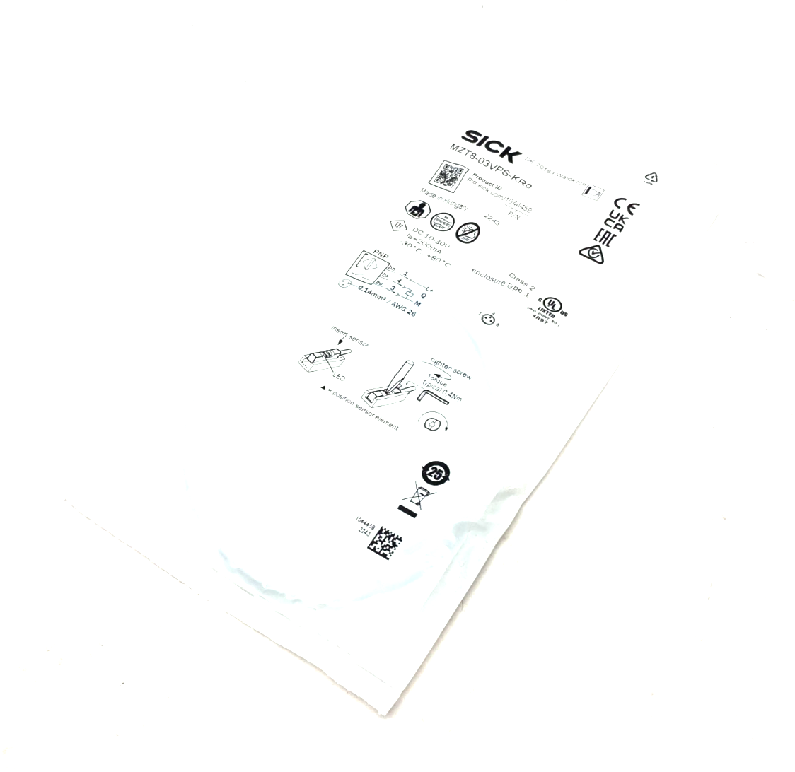Sick MZT8-03VPS-KR0 T-Slot Cylinder Sensor M8 3-Pin Connector 1044459 - Maverick Industrial Sales