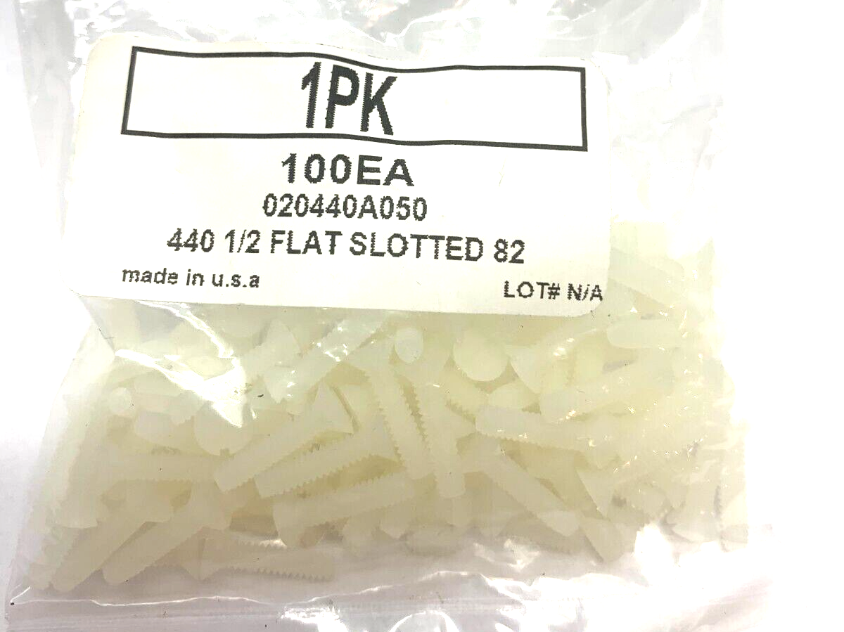 Essentra 020440A050 #4-40 Nylon Flat Head Slotted Screws 1/2" PACK OF 100 - Maverick Industrial Sales