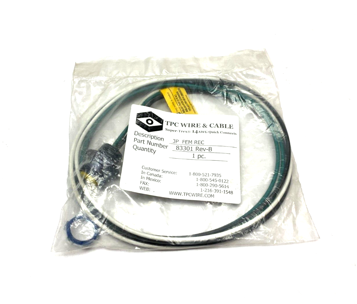 TPC Wire & Cable 83301 Super-Trex Quick Connect Female Receptacle Rev. B 3P - Maverick Industrial Sales