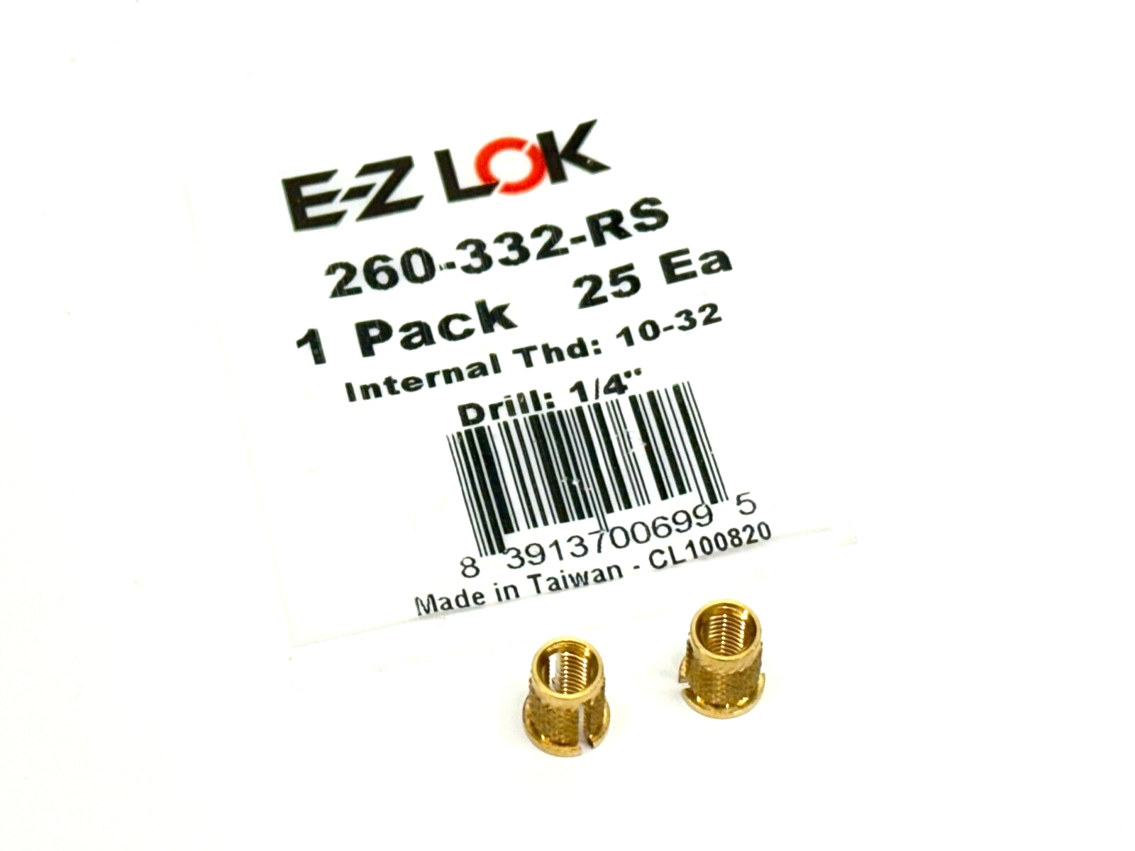 E-Z Lok 260-332-RS 10-32 Reverse Slot Press Insert Brass LOT OF 2 - Maverick Industrial Sales