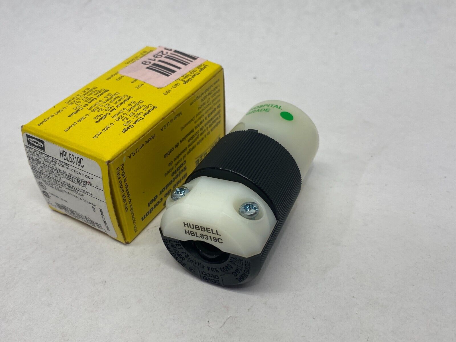 Hubbell HBL8319C Insulgrip Hospital Grade Outlet Receptacle Body 2-Pole 3-Wire - Maverick Industrial Sales