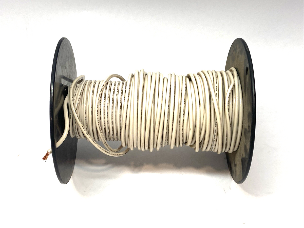 White Copper Machine Tool Wire 10 AWG, Type T90, TWN75 FTI, 600V, 100FT Spool - Maverick Industrial Sales