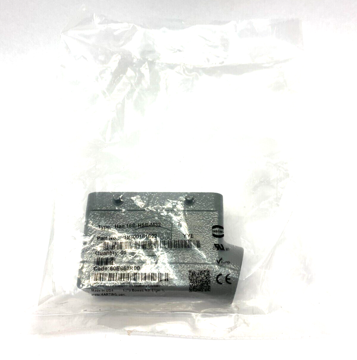 Harting 19300161522 Aluminum Hood Side-Entry Han 16B-HSE-M32 - Maverick Industrial Sales