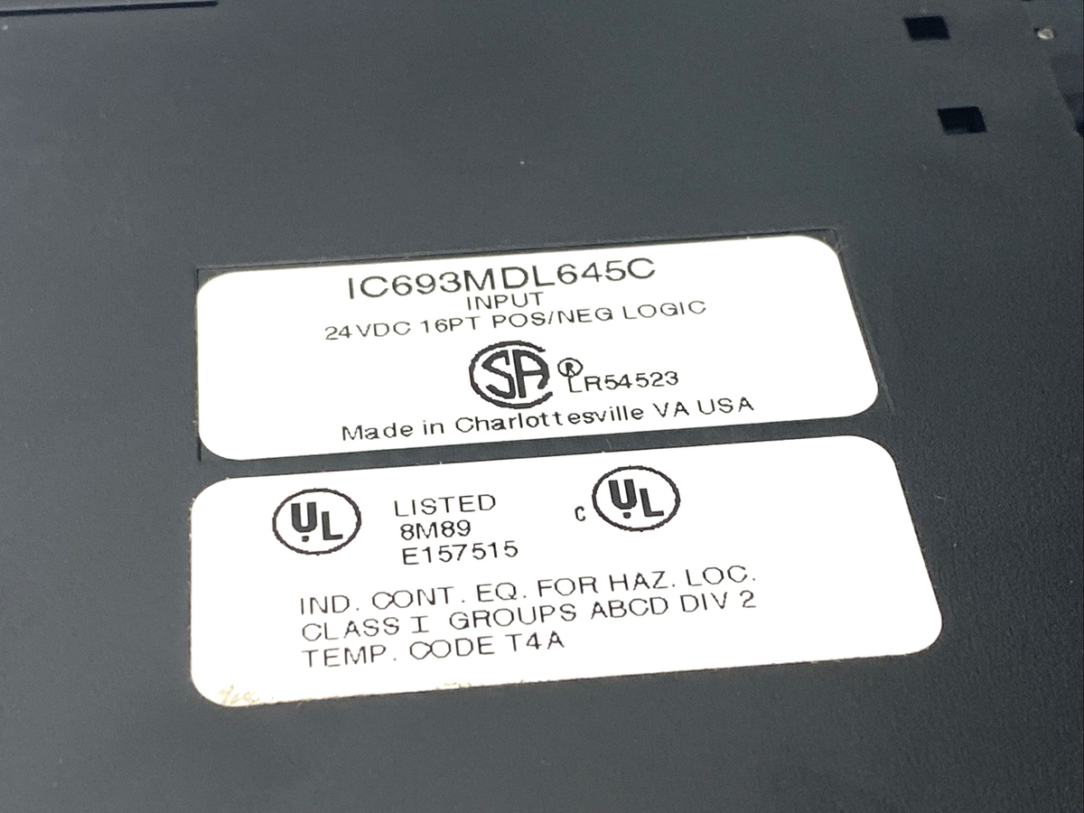 GE Fanuc IC693MDL645C Input Module 24VDC 16PT Pos/Neg Logic - Maverick Industrial Sales