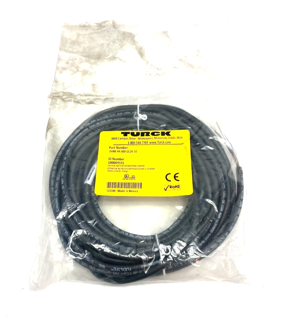 EKRB -A4.400-GC2K-10, 100009591 | Turck EKRB -A4.400-GC2K-10 Actuator and Sensor Cordset Single Ended 100009591 - New - Maverick Industrial Sales