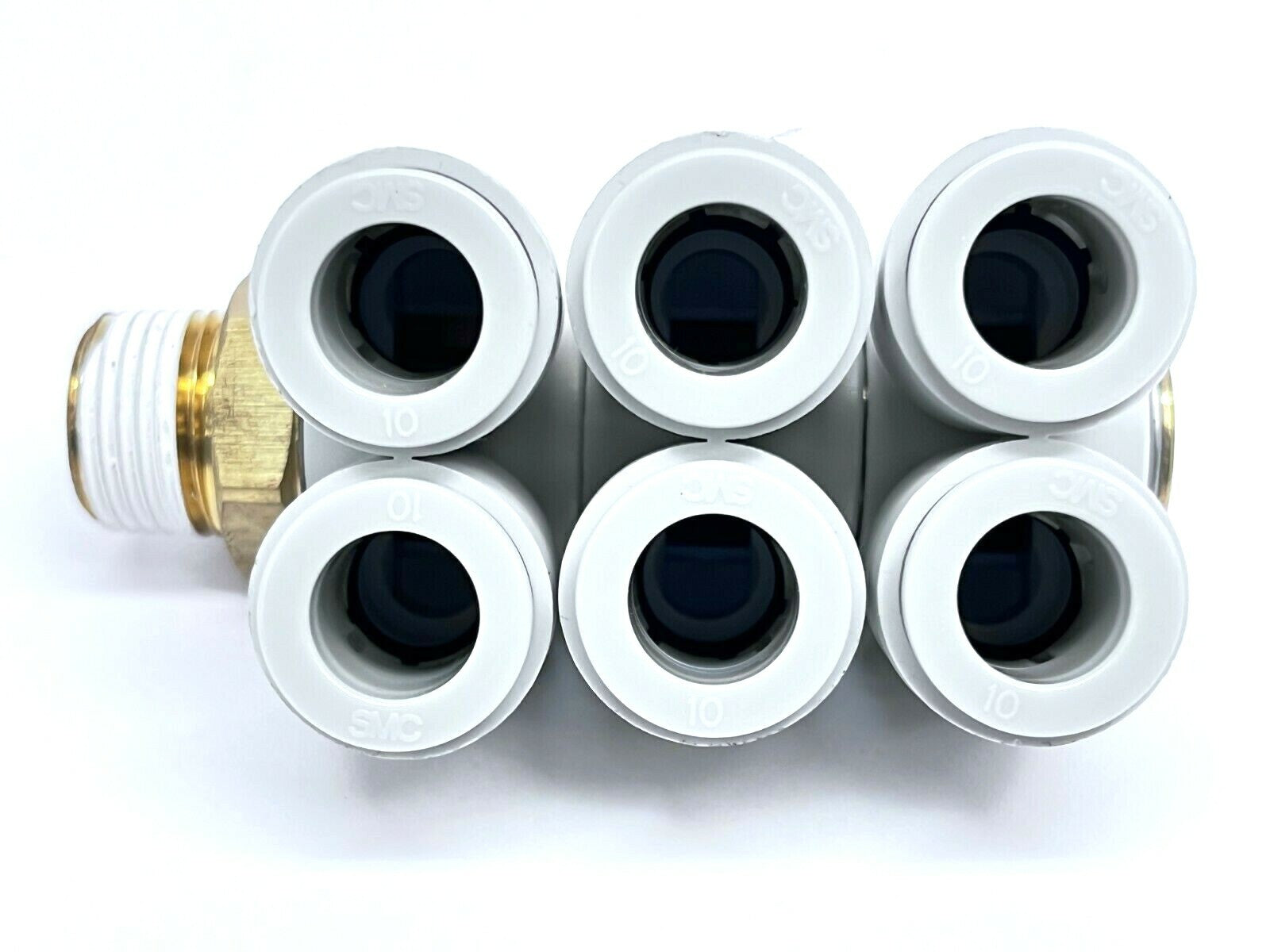 SMC KQ2ZT10-04S Push-In Fitting Male Triple Branch Universal - Maverick Industrial Sales