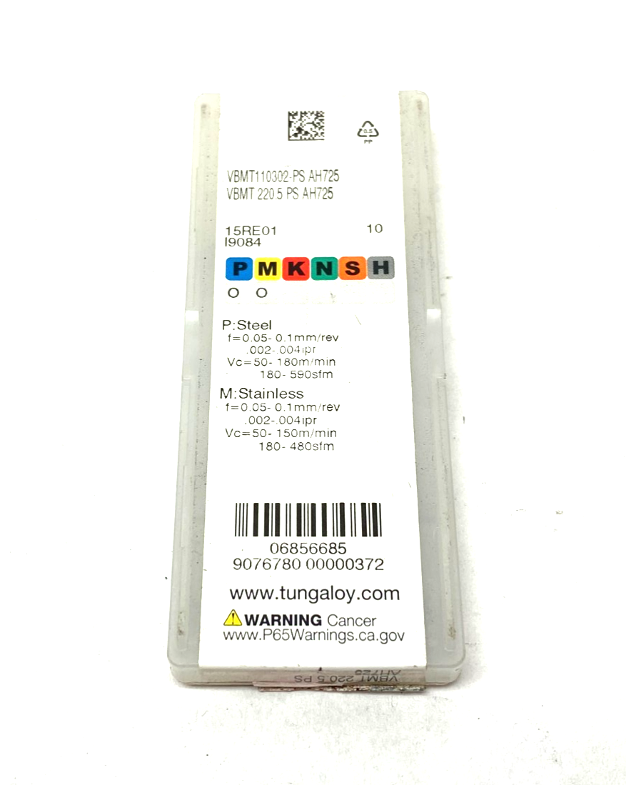 Tungaloy VBMT110302-PS AH725 Turning Insert 6856685 PKG OF 8 - Maverick Industrial Sales