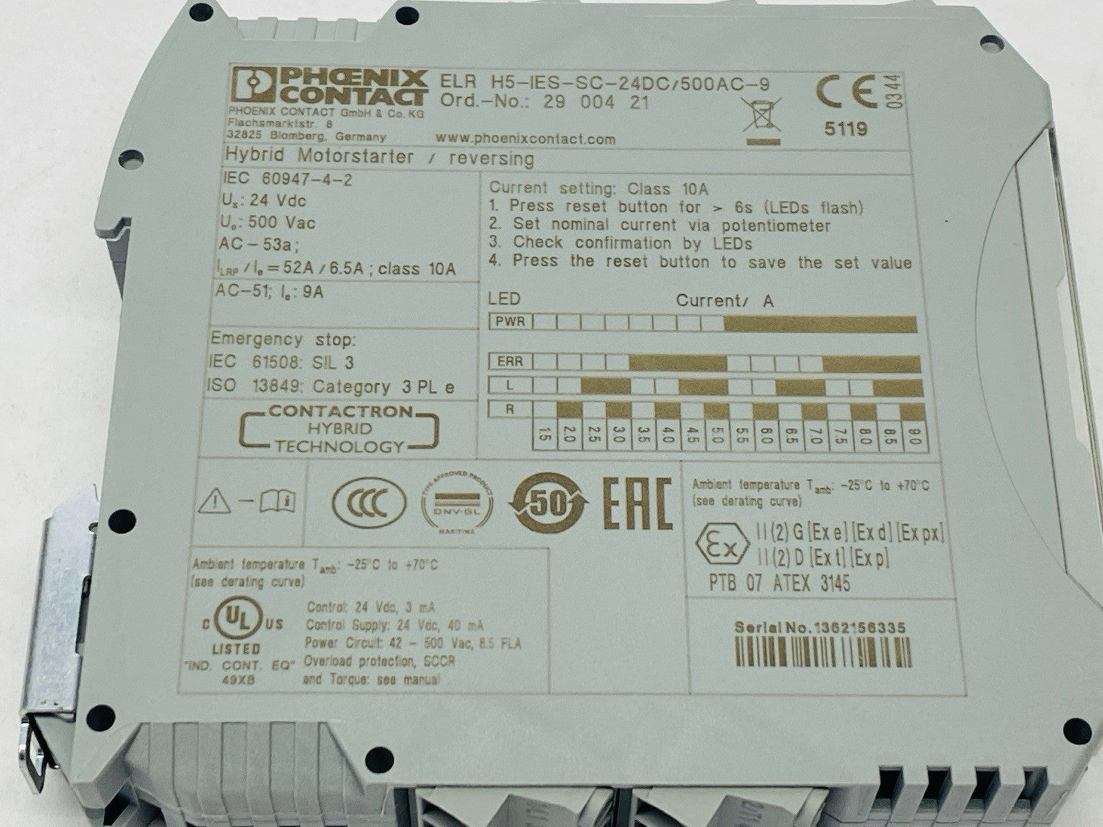 Phoenix Contact ELR H5-IES-SC-24DC/500AC-9 Hybrid Motor Starter 24VDC 2900421 - Maverick Industrial Sales