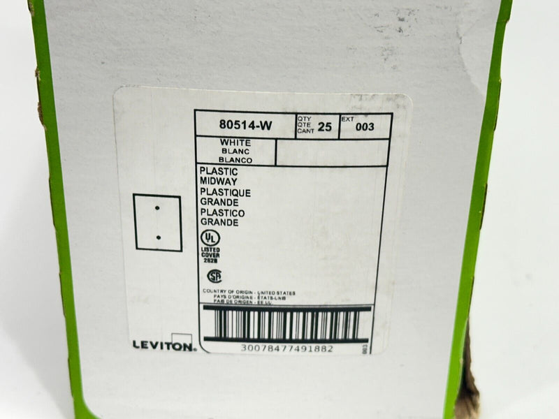 Leviton 80514-W 1-Gang No Device Blank Wallplate White LOT OF 21 - Maverick Industrial Sales