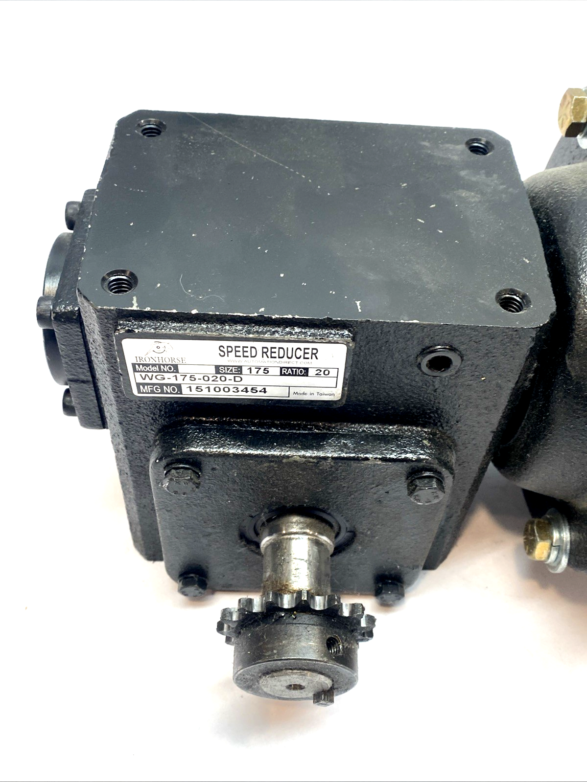 MTR-P75-1AB18 | IronHorse Motor 3/4HP w/ WG-175-020-D Worm Gearbox 20:1 - Used - Maverick Industrial Sales