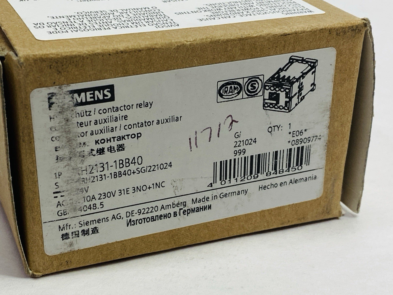 Siemens 3RH2131-1BB40 Contactor Relay 10A 230V 24VDC - Maverick Industrial Sales