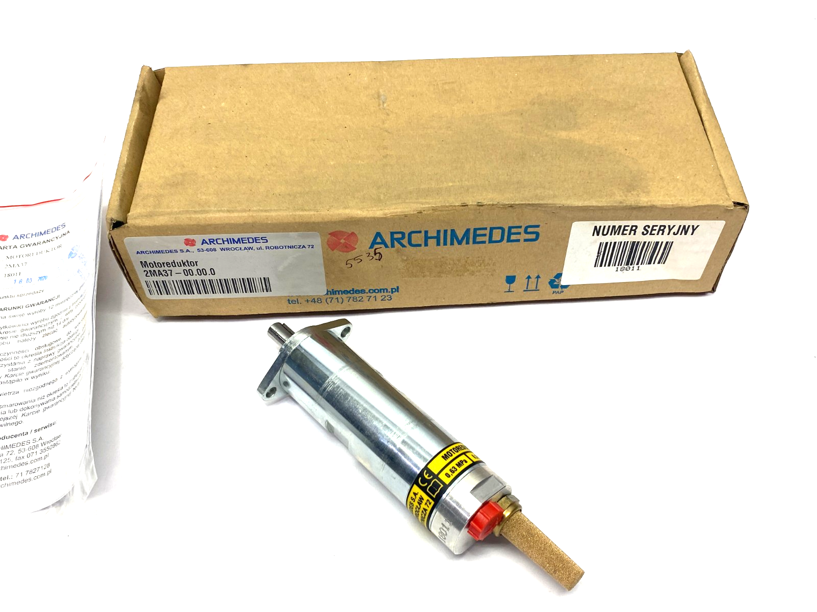 Archimedes 2MA37 Pneumatic Gearmotor 5077:1 Ratio 0.3kW - Maverick Industrial Sales