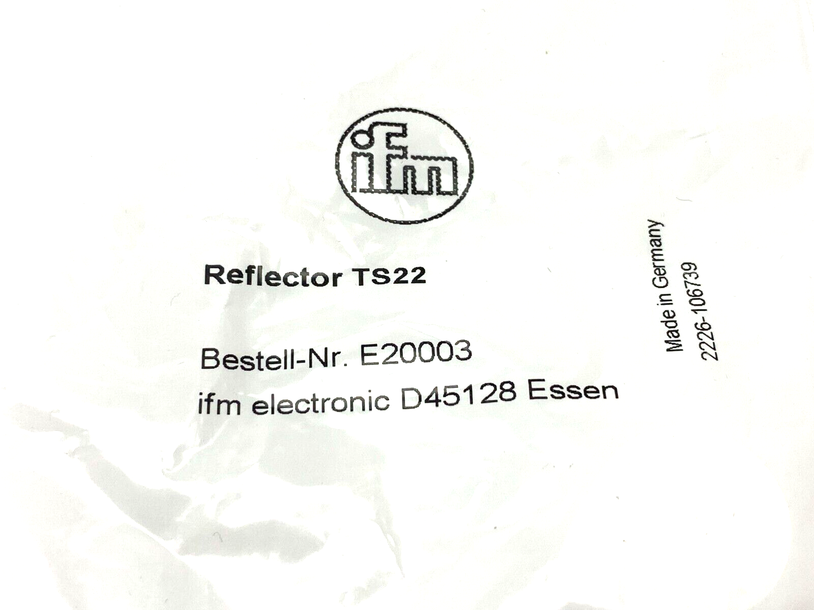 Ifm E20003 Round Reflector for Retro-Reflective Sensors TS-22 - Maverick Industrial Sales