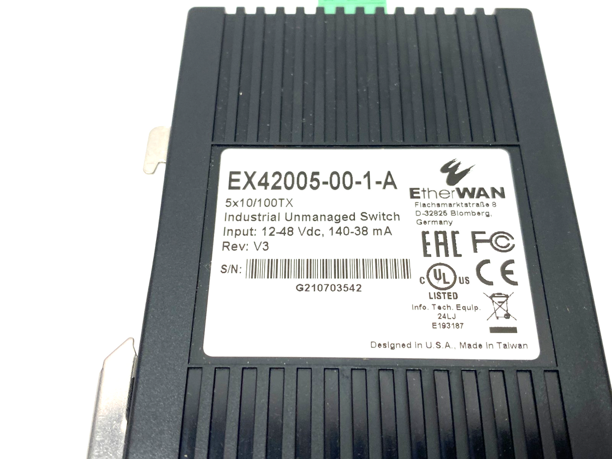 EtherWAN EX42005-00-1-A Compact Unmanaged Ethernet Switch 5x10/100TX - Maverick Industrial Sales