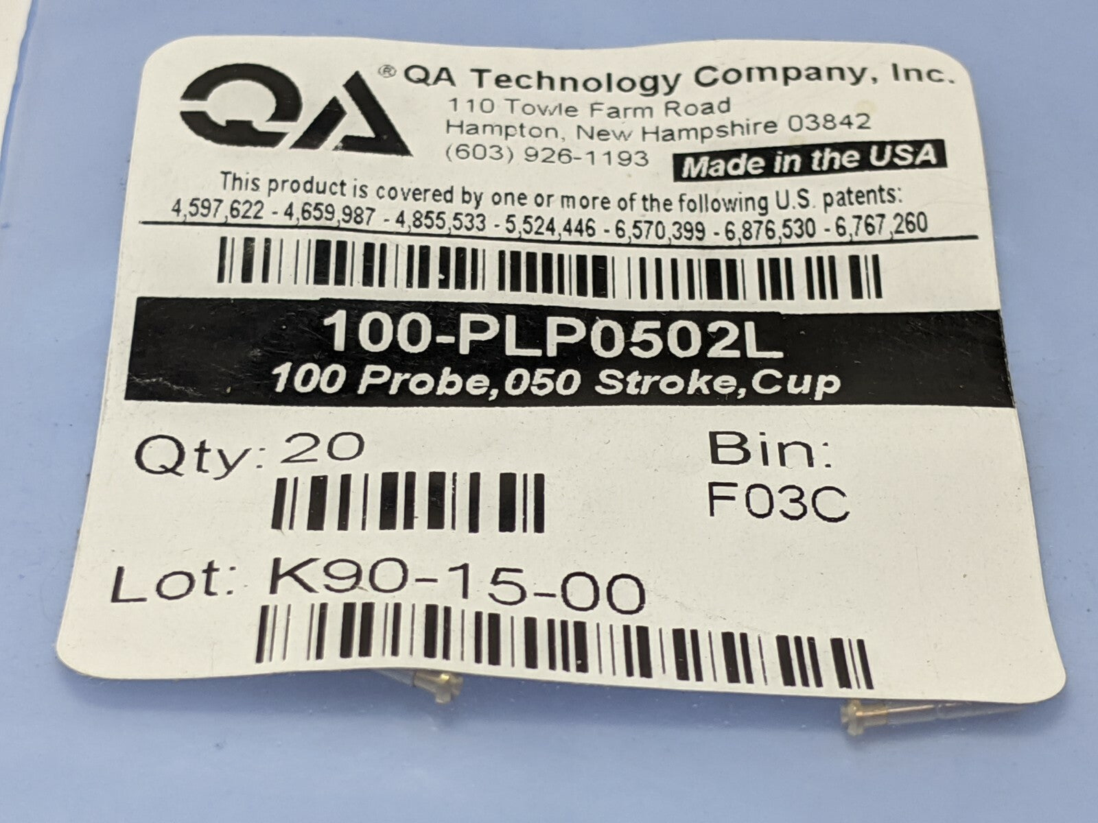 QA Technology 100-PLP0502L, 100 Probe, 050 Stroke, Cup PACK OF 20 - Maverick Industrial Sales