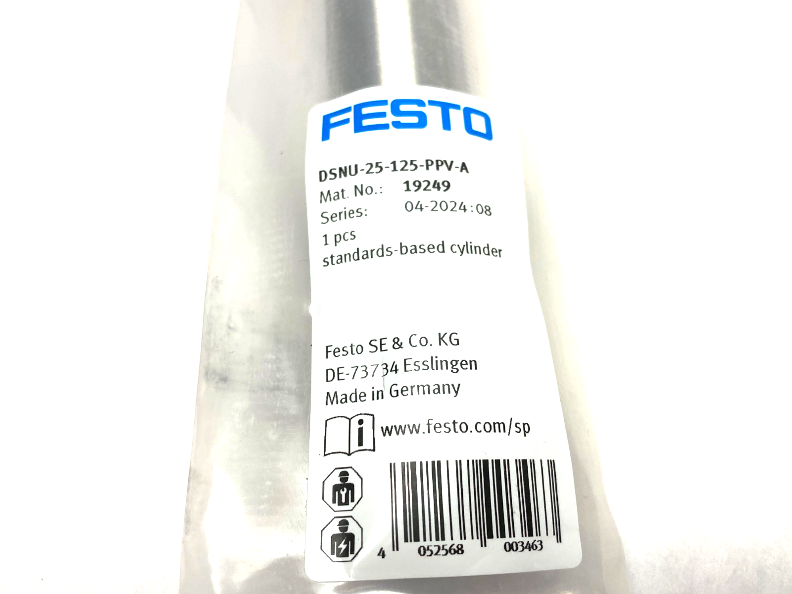 Festo DSNU-25-125-PPV-A Round Body ISO Cylinder 125mm Stroke, 25mm Bore 19249 - Maverick Industrial Sales