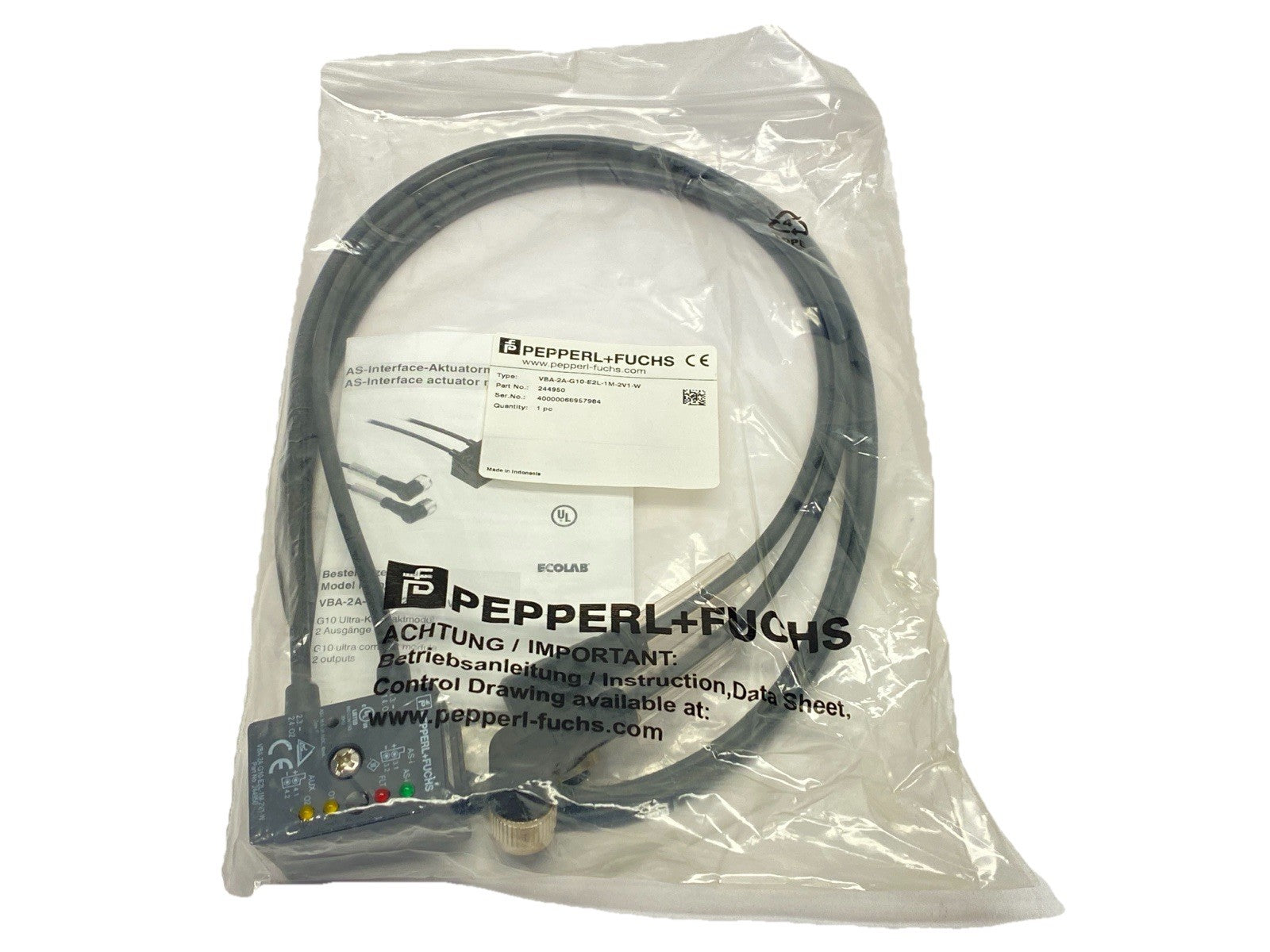 VBA-2A-G10-E2L-1M-2V1-W | Pepperl+Fuchs AS-Interface Actuator Module 244950 - New - Maverick Industrial Sales