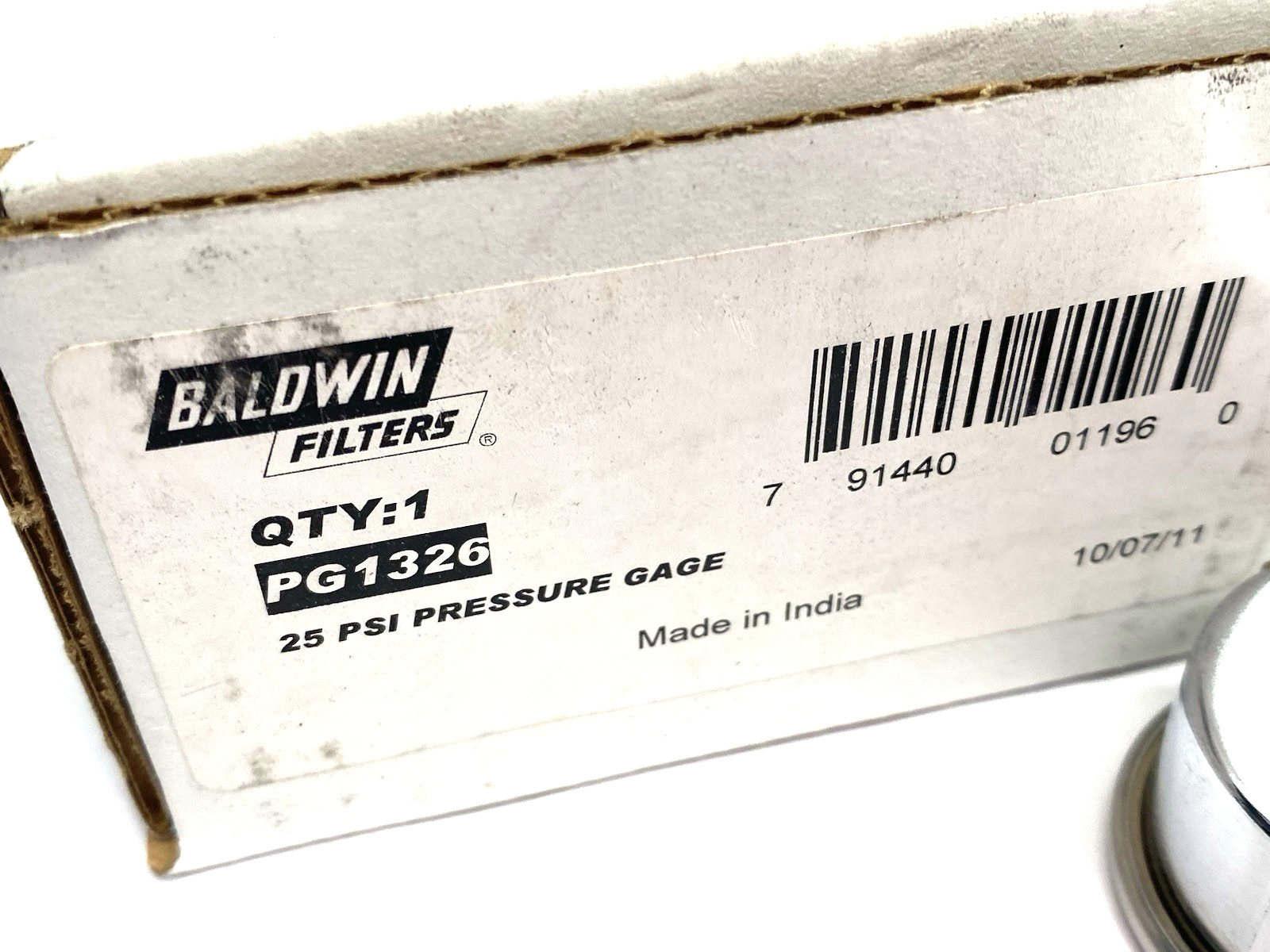 PG1326 | Baldwin Filters Pressure Gauge, 0 To 60 Psi, 1-1/2" Dial, 1/8" NPT - New – Open box - Maverick Industrial Sales