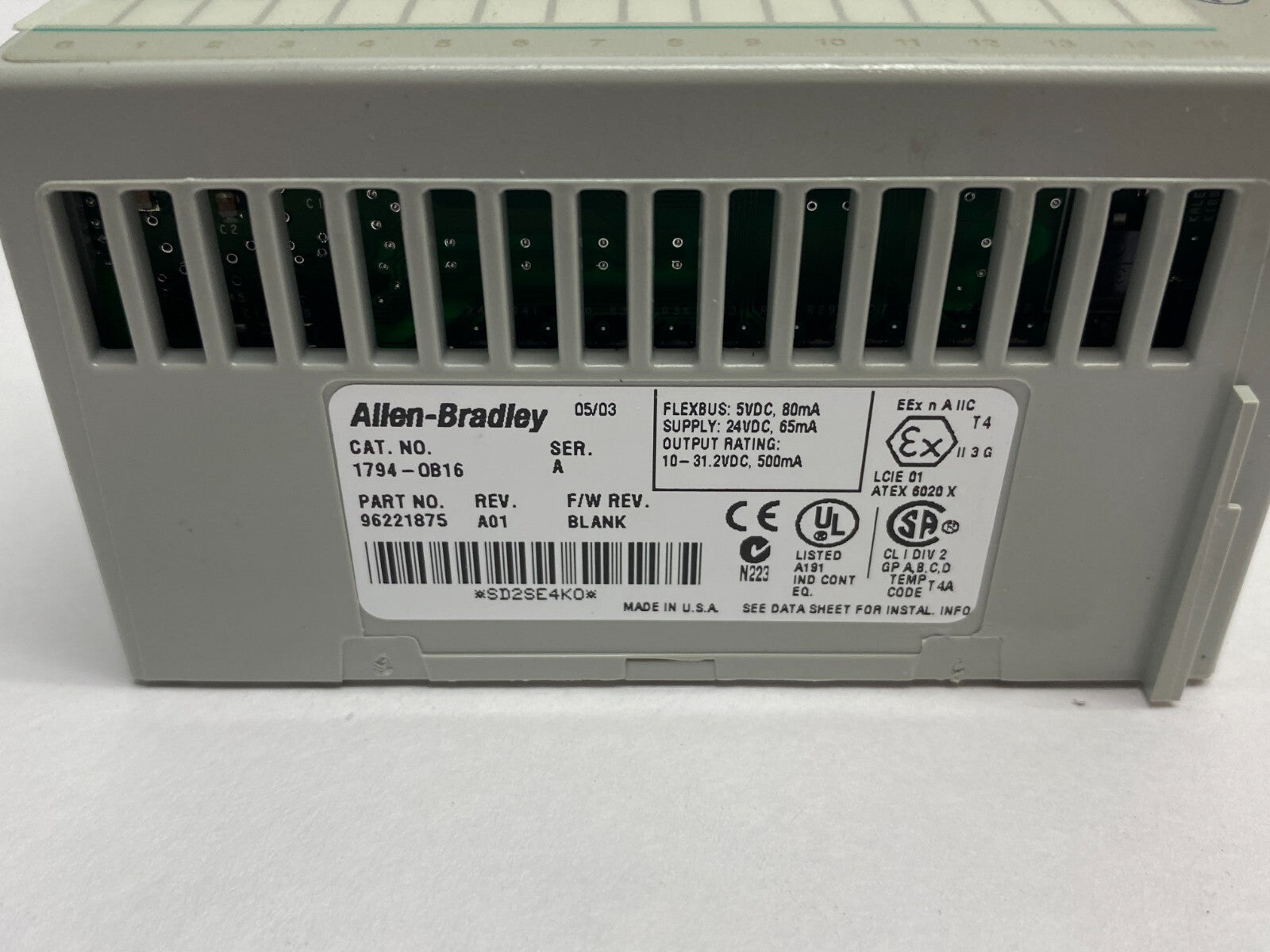 Allen Bradley 1794-OB16 Ser. A Flex I/O Source Output Module 16-Point 96221875 - Maverick Industrial Sales