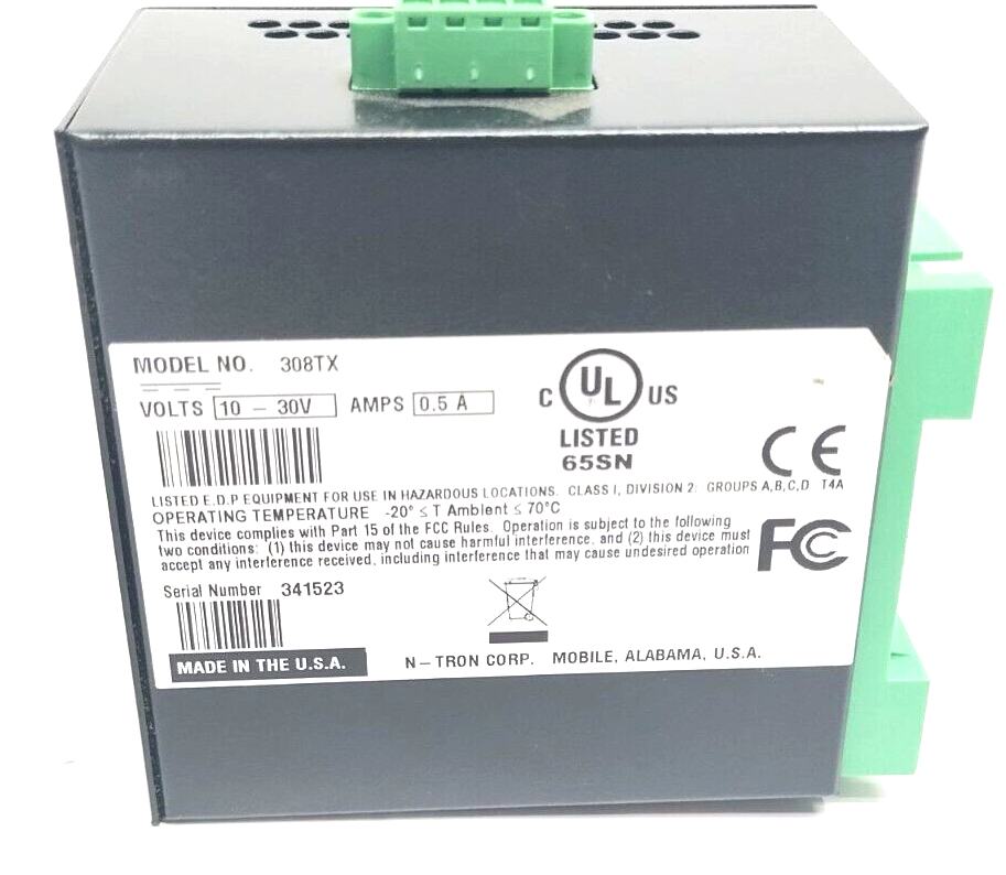 Red Lion 308TX N-Tron 8-Port Industrial Ethernet Switch 10/100BaseTX RJ45 - Maverick Industrial Sales