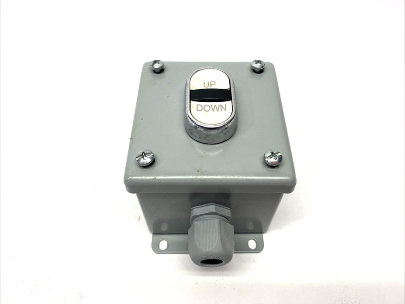 Hoffman E1PB Pushbutton Enclosure 3-1/2"L x 3-1/4"W x 2-3/4"D w/ UP/DOWN Button - Maverick Industrial Sales