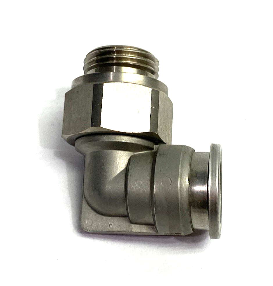 KQB2L16-G04 | SMC Metal Male Elbow Fitting, Swivel, One-Touch, 16mm OD Tube - New – Open box - Maverick Industrial Sales
