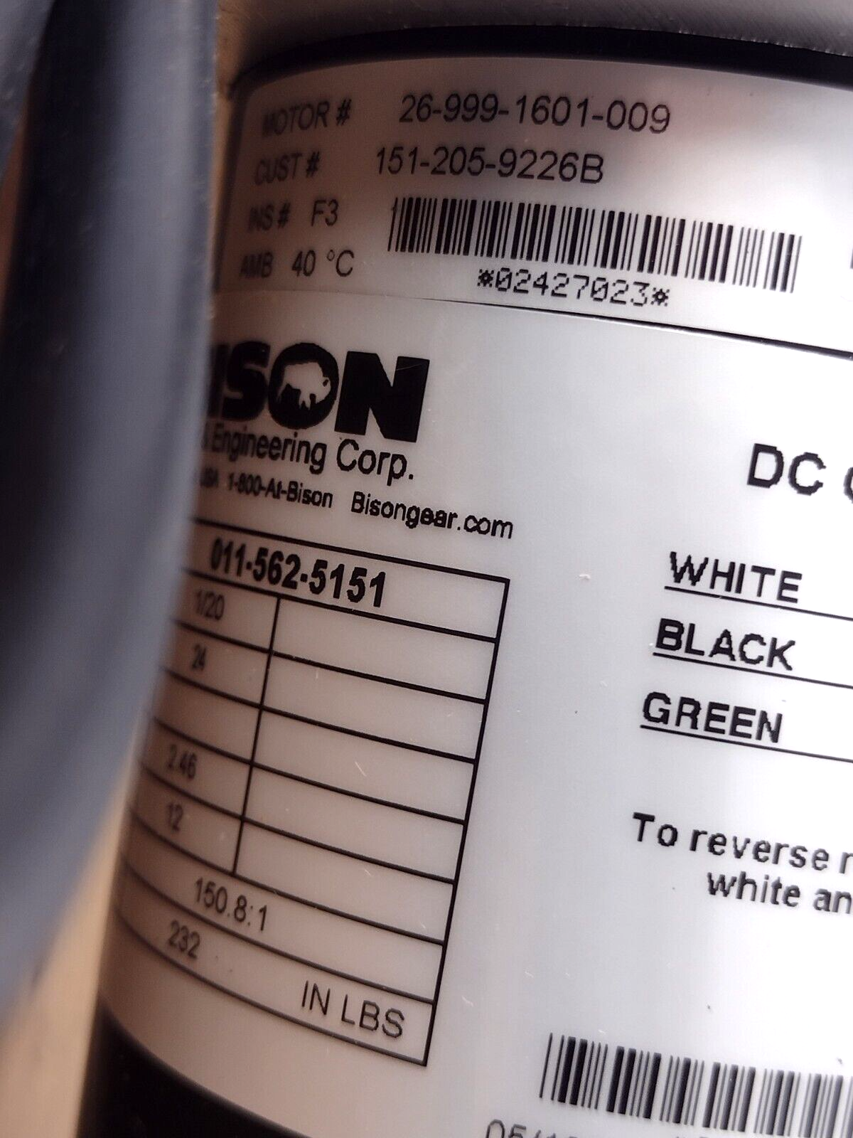 011-562-5151 | Bison 562 Series Gearmotor - New - Maverick Industrial Sales