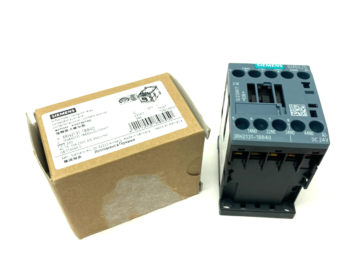 Siemens 3RH2131-1BB40 Sirius Contactor 10A, 230V, 31E 3NO+1NC - Maverick Industrial Sales