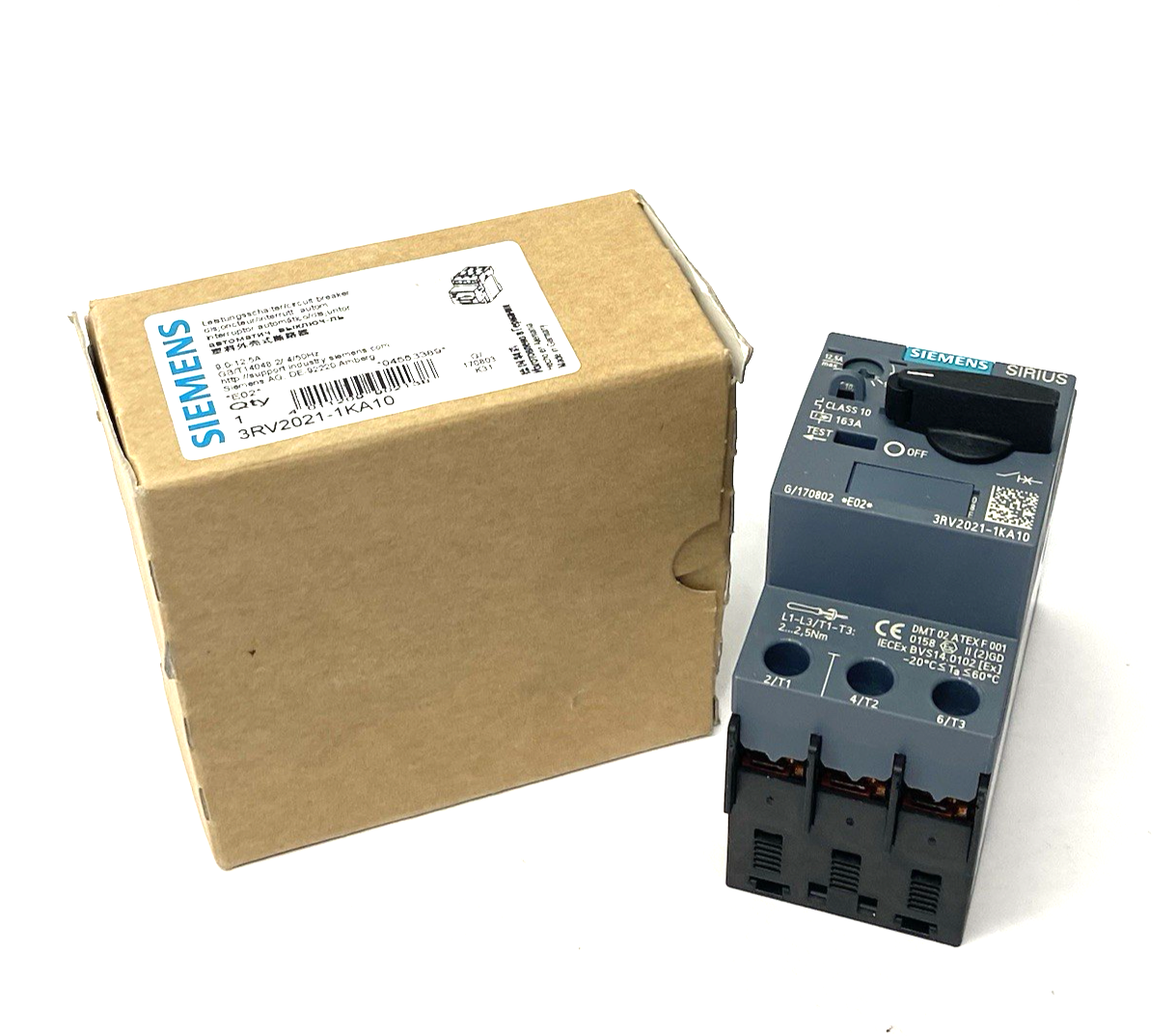 Siemens 3RV2021-1KA10 Circuit breaker Size S0 for Motor Protection 12.5A - Maverick Industrial Sales