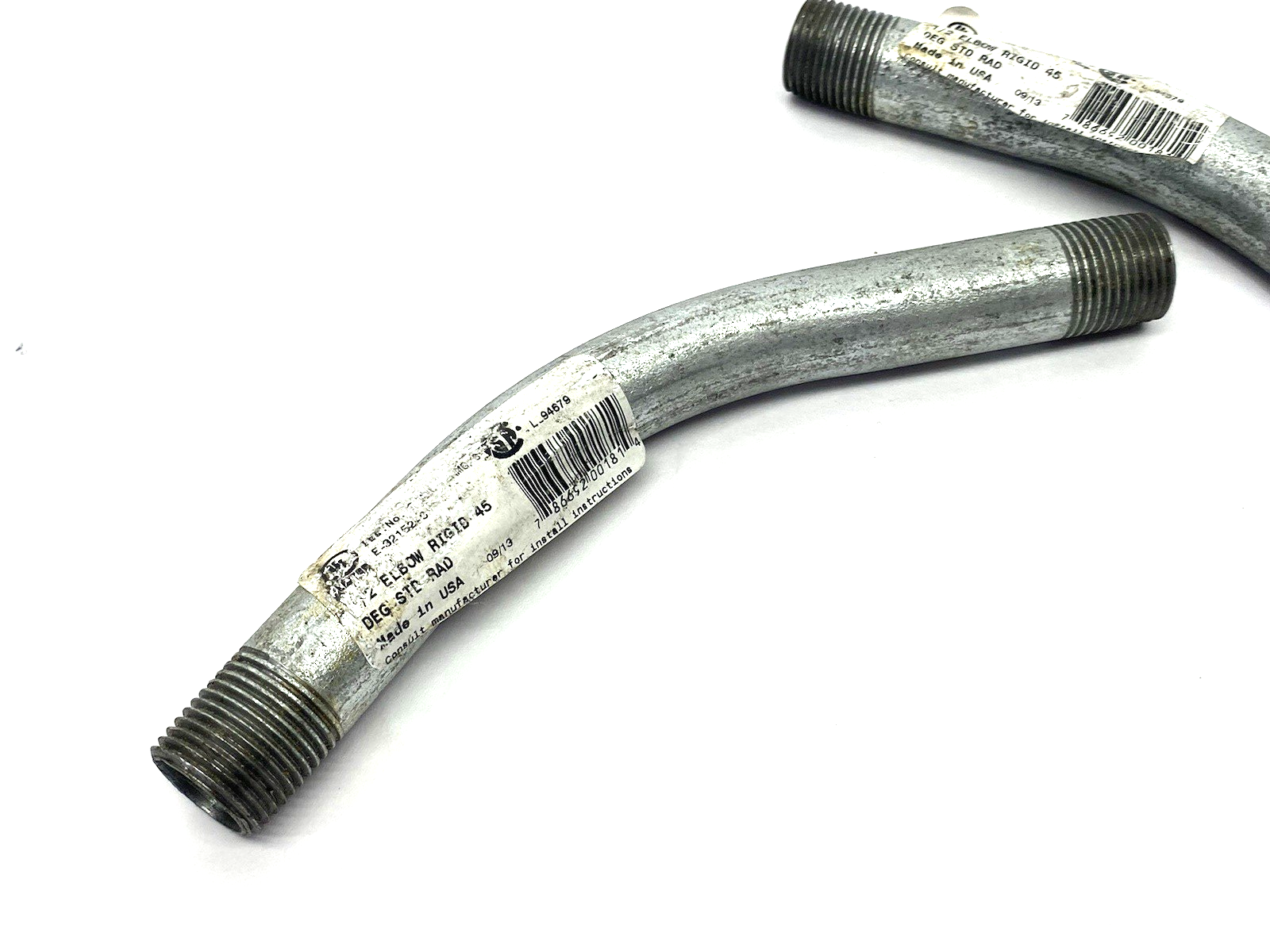 1/2" Rigid 45-Degree Elbow Conduit, Standard, Male to Male Threaded LOT OF 2 - Maverick Industrial Sales