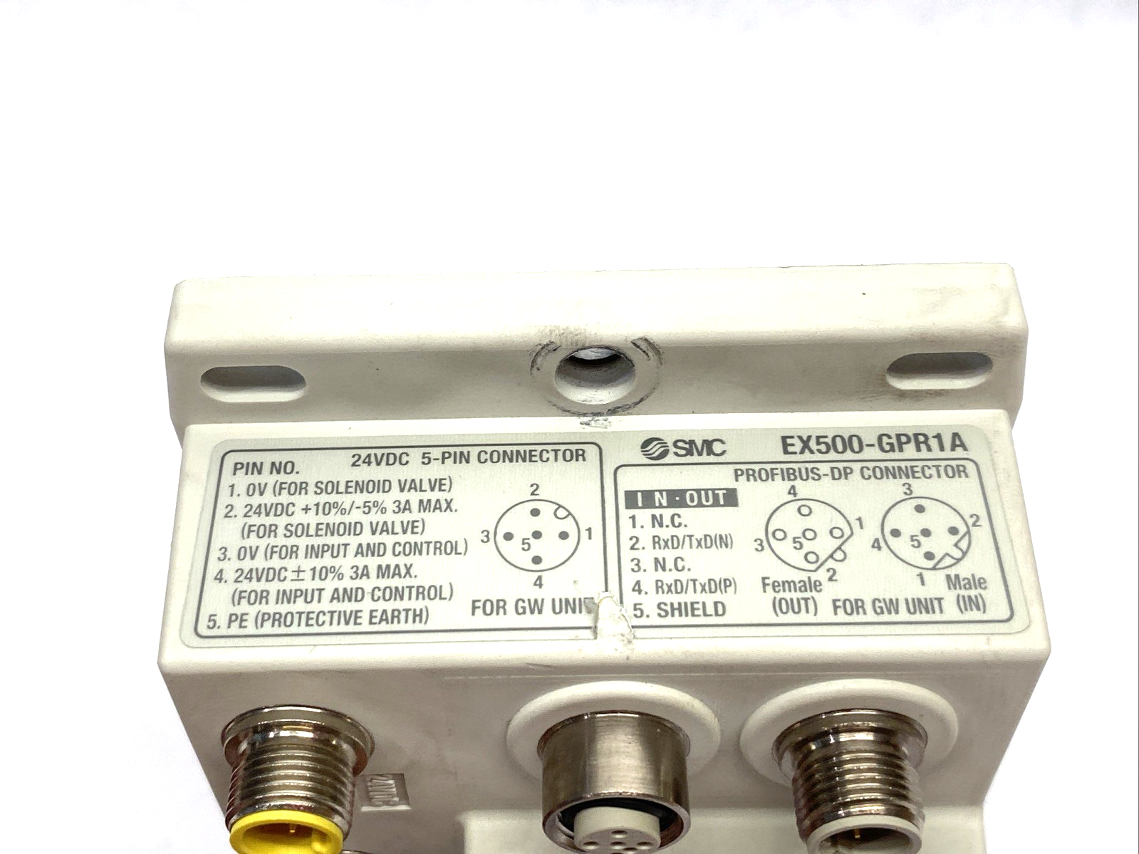 SMC EX500-GPR1A PROFIBUS Serial Interface IO Unit, 64/64 MISSING FRONT SCREWS - Maverick Industrial Sales