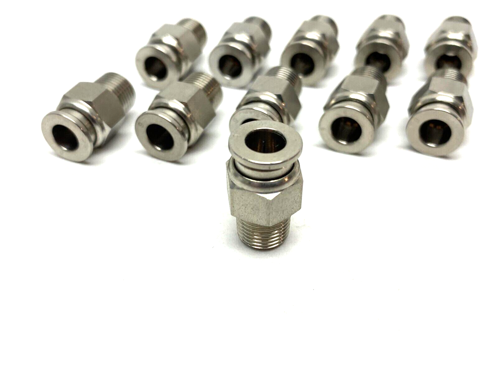 Stainless Steel Straight Snap-Connect Tube Fitting 6mm OD 1/8" Thread LOT OF 11 - Maverick Industrial Sales