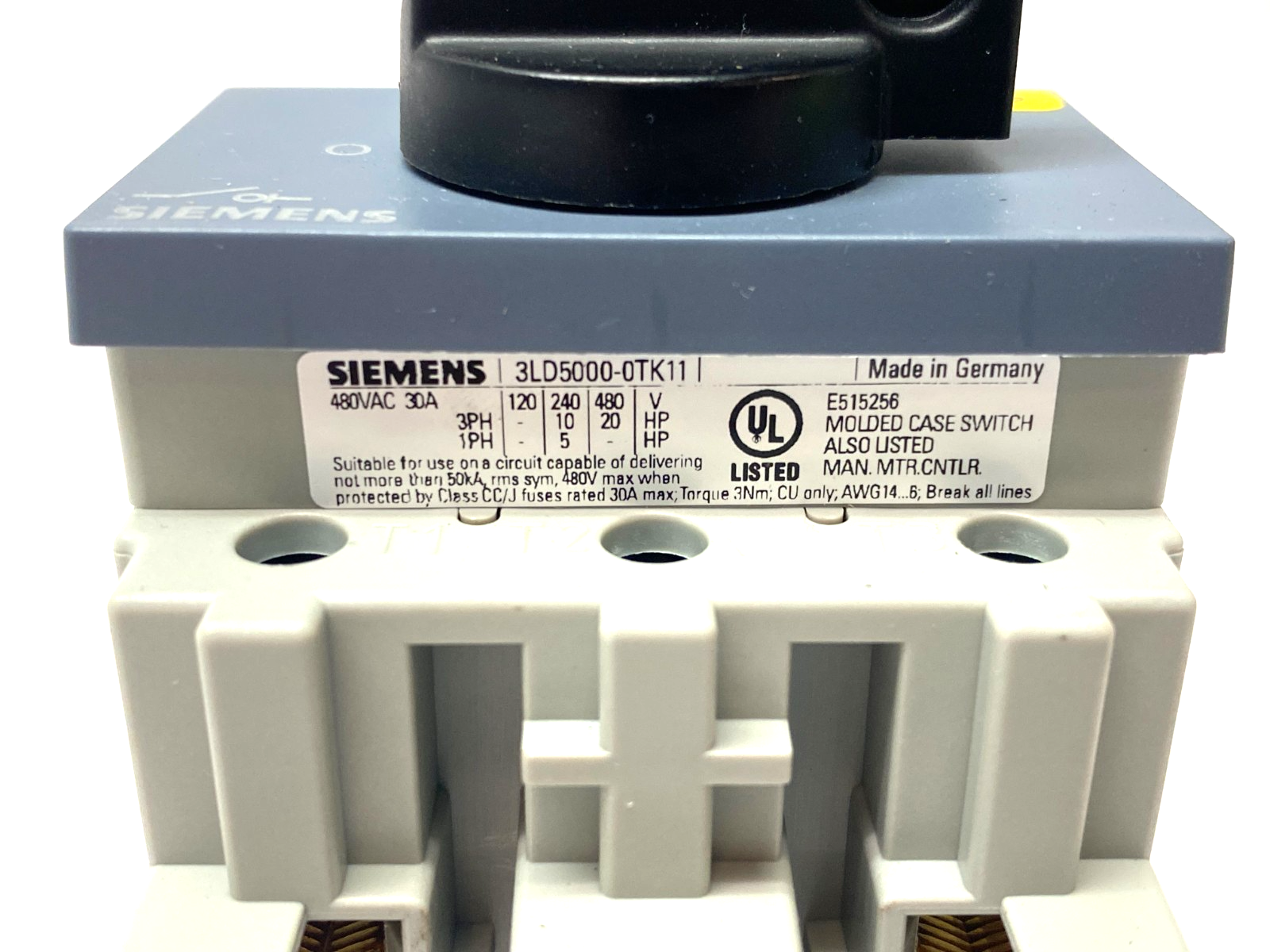 Siemens 3LD5000-0TK11 SENTRON Main Disconnect Switch 3-Pole - Maverick Industrial Sales