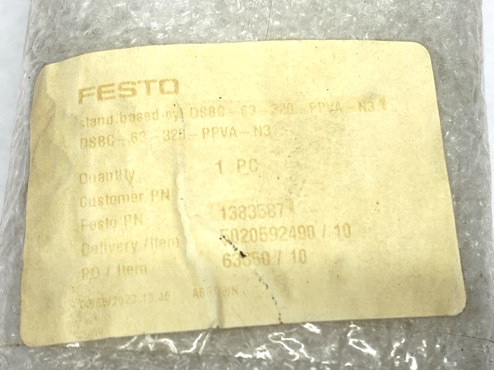 Festo DSBC-63-32D-320-PPVA-N3 Pneumatic Cylinder 63mm Bore 320mm Stroke 1383587 - Maverick Industrial Sales