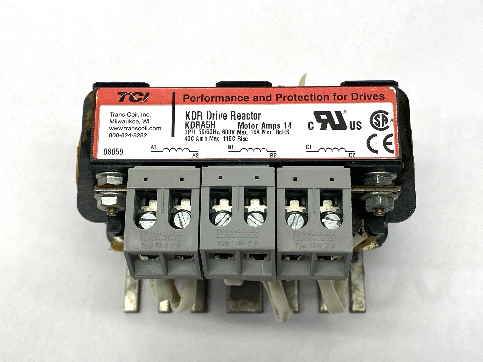 TCI KDRA5H KDR Drive Reactor 3-Phase 600V 14A - Maverick Industrial Sales