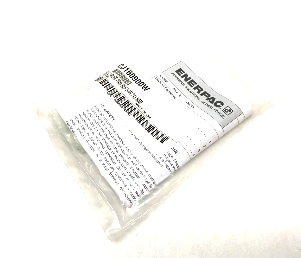 Enerpac CJ160900W Relief Valve Assembly DWG 243 BOM - Maverick Industrial Sales