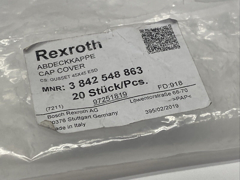 Bosch Rexroth 3842548863 Gusset Cap Cover 45x45 PKG OF 20 - Maverick Industrial Sales